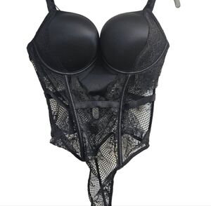 Victoria's Secret Black Lace Teddy Bodysuit-Size Large-NWOT